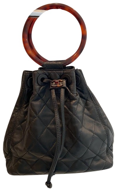 Chanel Bucket Bag Vintage Black Lambskin Leather Tote