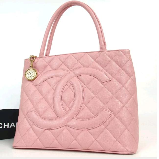 Chanel Bag Medallion Pink Caviar Leather Tote