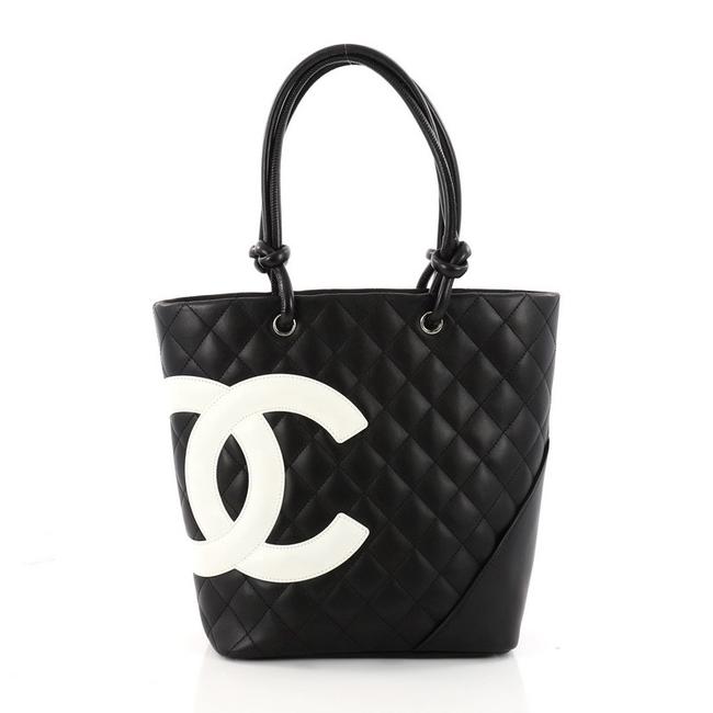 Chanel Cambon Quilted Medium Black Leather Tote