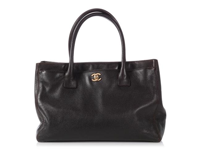 Chanel Cerf Executive Caviar Dark Brown Leather Tote