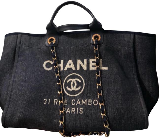 Chanel Deauville Navy Denim Tote